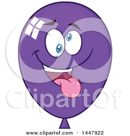 Clipart of a Cartoon Goofy Purple Party Balloon Mascot - Royalty Free Vector Illustration by Hit Toon