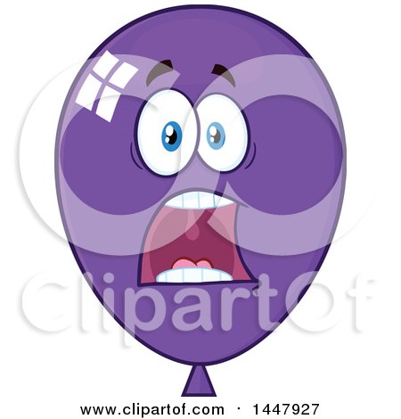 Clipart of a Cartoon Screaming Purple Party Balloon Mascot - Royalty Free Vector Illustration by Hit Toon