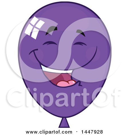 Clipart of a Cartoon Laughing Purple Party Balloon Mascot - Royalty Free Vector Illustration by Hit Toon