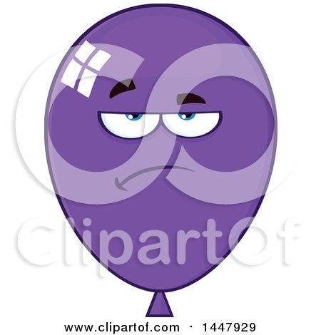 Clipart of a Cartoon Bored Purple Party Balloon Mascot - Royalty Free Vector Illustration by Hit Toon