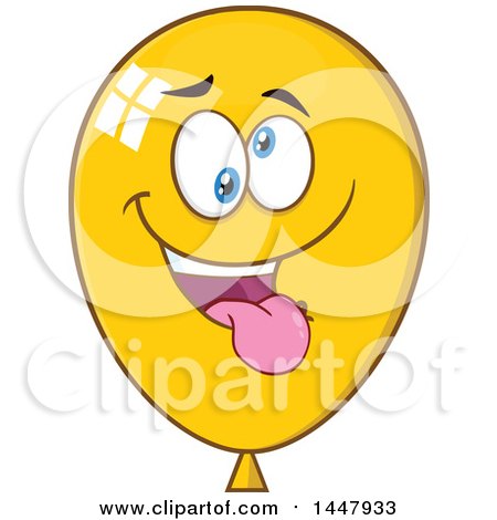 Clipart of a Cartoon Goofy Yellow Party Balloon Mascot - Royalty Free Vector Illustration by Hit Toon