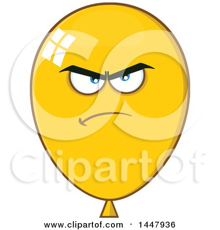 Clipart of a Cartoon Mad Yellow Party Balloon Mascot - Royalty Free Vector Illustration by Hit Toon