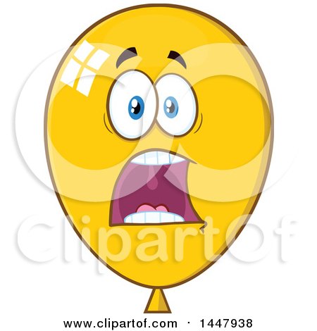 Clipart of a Cartoon Screaming Yellow Party Balloon Mascot - Royalty Free Vector Illustration by Hit Toon