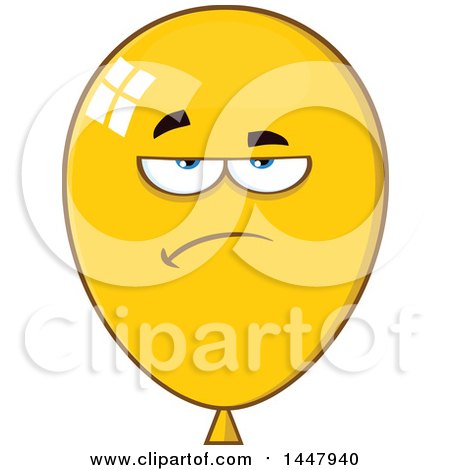 Clipart of a Cartoon Bored Yellow Party Balloon Mascot - Royalty Free Vector Illustration by Hit Toon