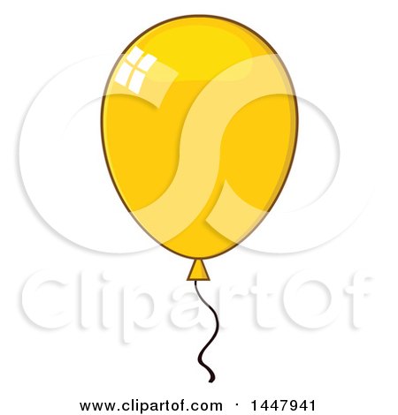 Clipart of a Cartoon Yellow Party Balloon - Royalty Free Vector Illustration by Hit Toon