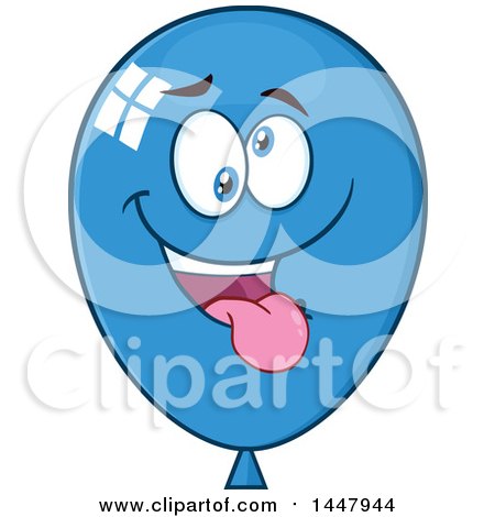 Clipart of a Cartoon Goofy Blue Party Balloon Mascot - Royalty Free Vector Illustration by Hit Toon