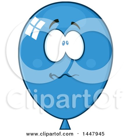 Clipart of a Cartoon Stressed Blue Party Balloon Mascot - Royalty Free Vector Illustration by Hit Toon