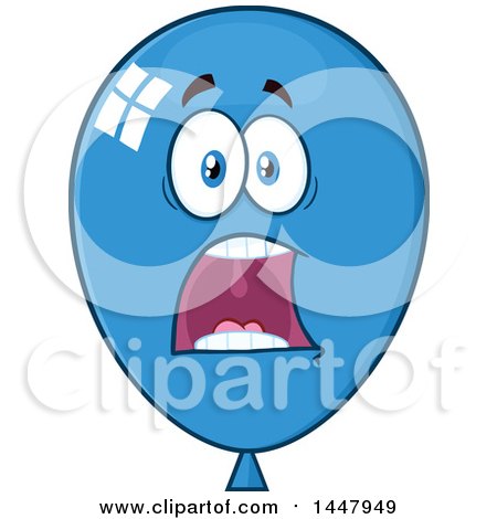 Clipart of a Cartoon Screaming Blue Party Balloon Mascot - Royalty Free Vector Illustration by Hit Toon