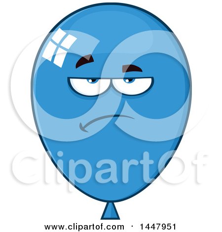 Clipart of a Cartoon Bored Blue Party Balloon Mascot - Royalty Free Vector Illustration by Hit Toon