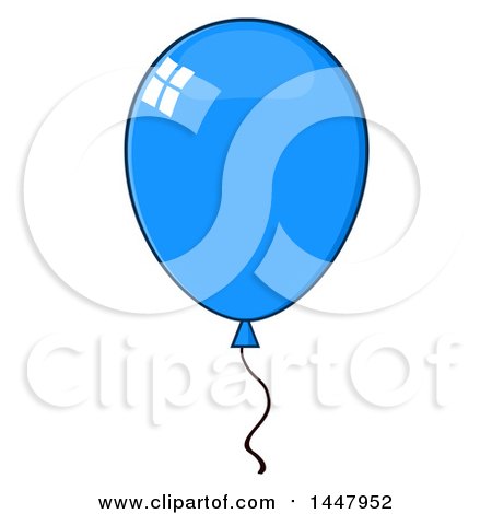 Clipart of a Cartoon Blue Party Balloon - Royalty Free Vector Illustration by Hit Toon