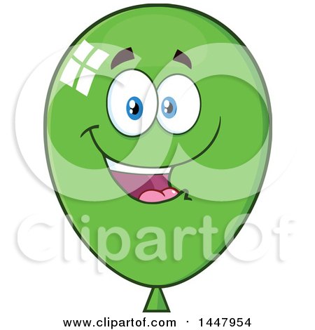 Clipart of a Cartoon Happy Green Party Balloon Mascot - Royalty Free Vector Illustration by Hit Toon