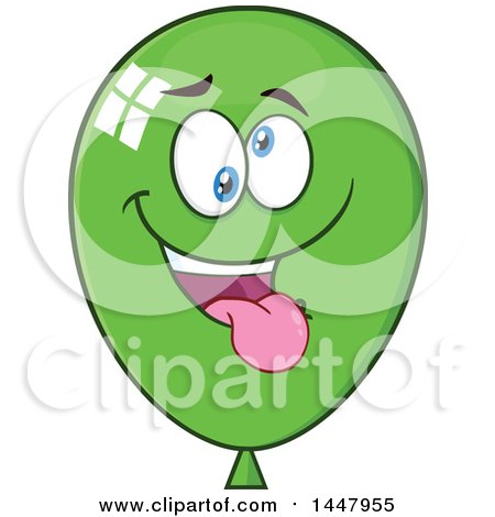 Clipart of a Cartoon Goofy Green Party Balloon Mascot - Royalty Free Vector Illustration by Hit Toon