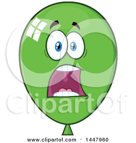 Clipart of a Cartoon Screaming Green Party Balloon Mascot - Royalty Free Vector Illustration by Hit Toon