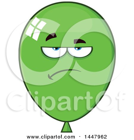 Clipart of a Cartoon Bored Green Party Balloon Mascot - Royalty Free Vector Illustration by Hit Toon