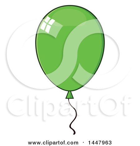 Clipart of a Cartoon Green Party Balloon - Royalty Free Vector Illustration by Hit Toon