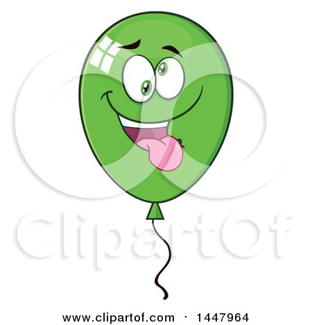 Clipart of a Cartoon Goofy Green Party Balloon Character - Royalty Free Vector Illustration by Hit Toon