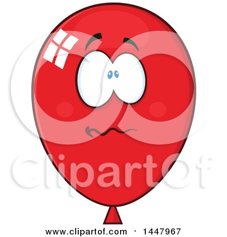 Clipart of a Cartoon Stressed Red Party Balloon Mascot - Royalty Free Vector Illustration by Hit Toon