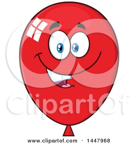 Clipart of a Cartoon Happy Red Party Balloon Mascot - Royalty Free Vector Illustration by Hit Toon