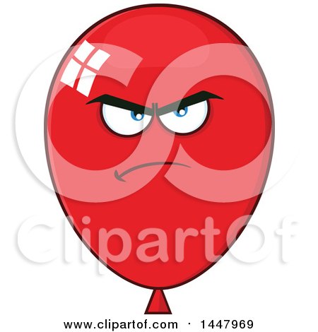 Clipart of a Cartoon Mad Red Party Balloon Mascot - Royalty Free Vector Illustration by Hit Toon