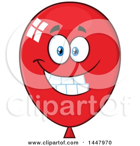Clipart of a Cartoon Happy Red Party Balloon Mascot - Royalty Free Vector Illustration by Hit Toon