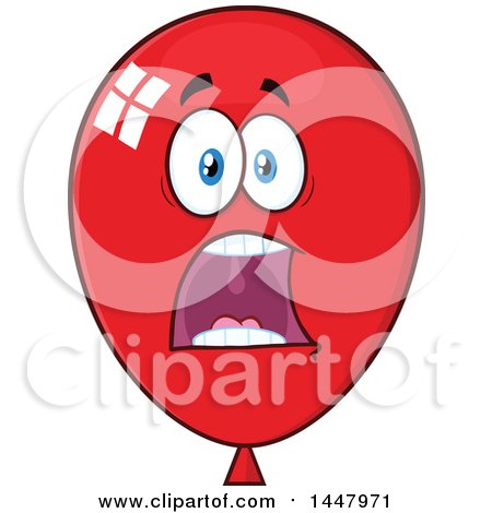 Clipart of a Cartoon Screaming Red Party Balloon Mascot - Royalty Free Vector Illustration by Hit Toon