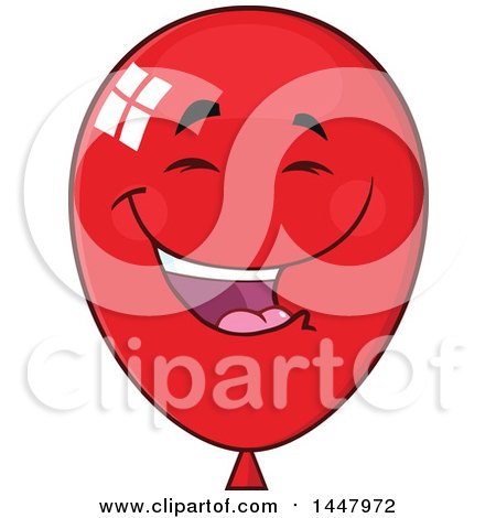 Clipart of a Cartoon Laughing Red Party Balloon Mascot - Royalty Free Vector Illustration by Hit Toon