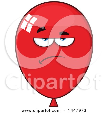 Clipart of a Cartoon Bored Red Party Balloon Mascot - Royalty Free Vector Illustration by Hit Toon