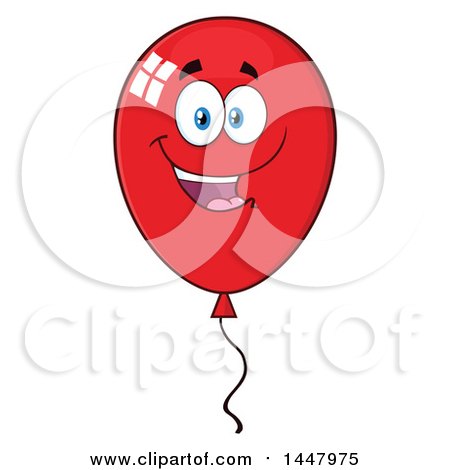 Clipart of a Cartoon Red Party Balloon Character - Royalty Free Vector Illustration by Hit Toon