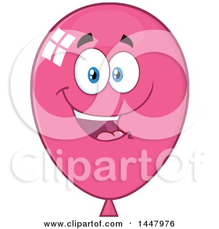 Clipart of a Cartoon Happy Pink Party Balloon Mascot - Royalty Free Vector Illustration by Hit Toon