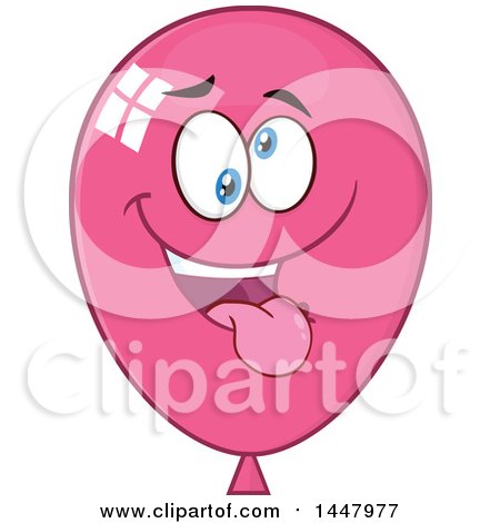 Clipart of a Cartoon Goofy Pink Party Balloon Mascot - Royalty Free Vector Illustration by Hit Toon