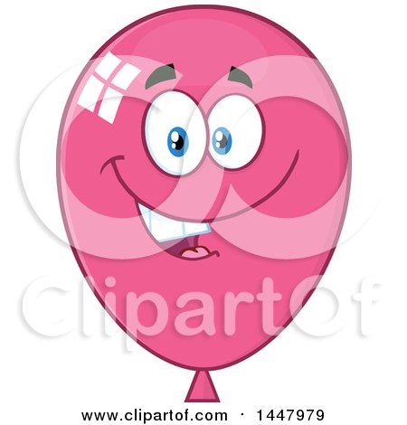 Clipart of a Cartoon Happy Pink Party Balloon Mascot - Royalty Free Vector Illustration by Hit Toon