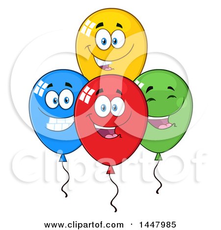 Clipart of a Cartoon Group of Happy Party Balloon Mascots - Royalty Free Vector Illustration by Hit Toon
