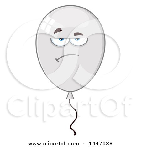 Clipart of a Cartoon Grumpy White Party Balloon Character - Royalty Free Vector Illustration by Hit Toon