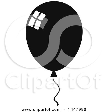 Clipart of a Cartoon Black and White Party Balloon - Royalty Free Vector Illustration by Hit Toon