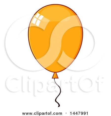 Clipart of a Cartoon Orange Party Balloon - Royalty Free Vector Illustration by Hit Toon