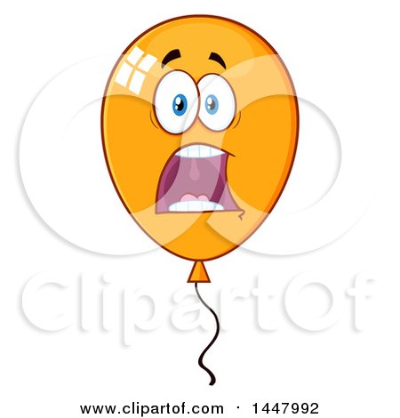 Clipart of a Cartoon Terrified Orange Party Balloon Character - Royalty Free Vector Illustration by Hit Toon