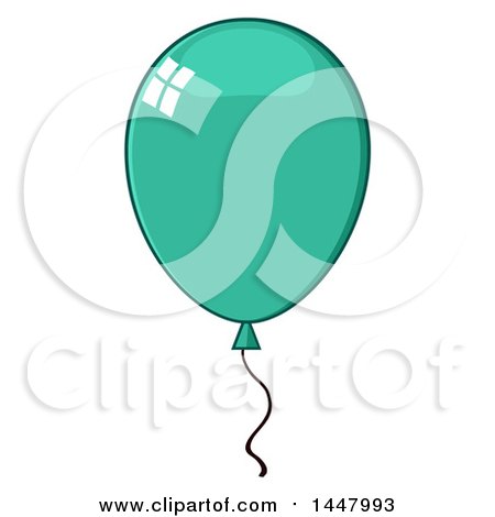 Clipart of a Cartoon Turquoise Party Balloon - Royalty Free Vector Illustration by Hit Toon