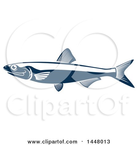 Clipart of a Navy Blue Sprat Fish - Royalty Free Vector Illustration by Vector Tradition SM