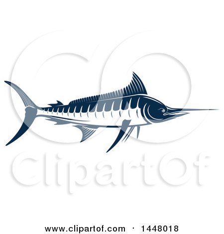 Clipart of a Navy Blue Marlin Fish - Royalty Free Vector Illustration by Vector Tradition SM