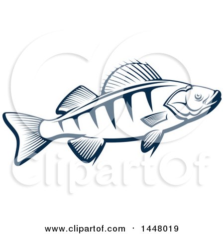 Clipart of a Navy Blue Perch Fish - Royalty Free Vector Illustration by Vector Tradition SM