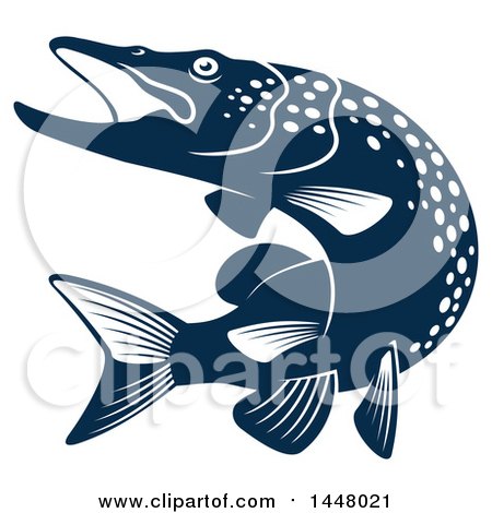 Clipart of a Navy Blue Pike Fish - Royalty Free Vector Illustration by Vector Tradition SM