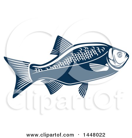 Clipart of a Navy Blue Crucian Fish - Royalty Free Vector Illustration by Vector Tradition SM