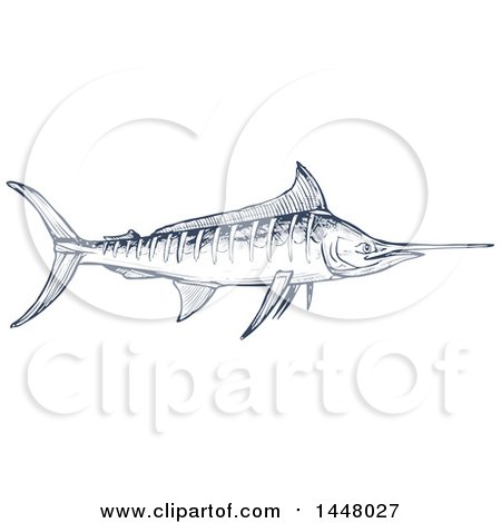 Clipart of a Sketched Marlin Fish - Royalty Free Vector Illustration by Vector Tradition SM