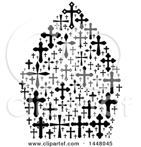 Clipart of a Black and White Vatican Pope Mitre Hat Made of Crosses - Royalty Free Vector Illustration by Vector Tradition SM