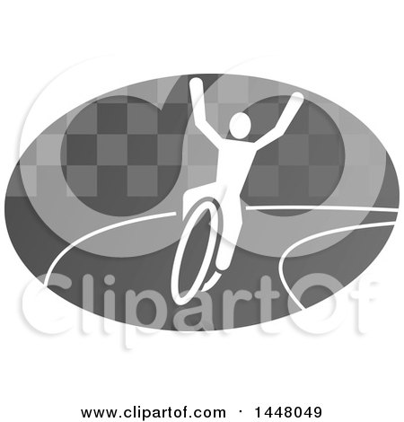 Clipart of a Grayscale Bicycle Cyclist Icon - Royalty Free Vector Illustration by Vector Tradition SM