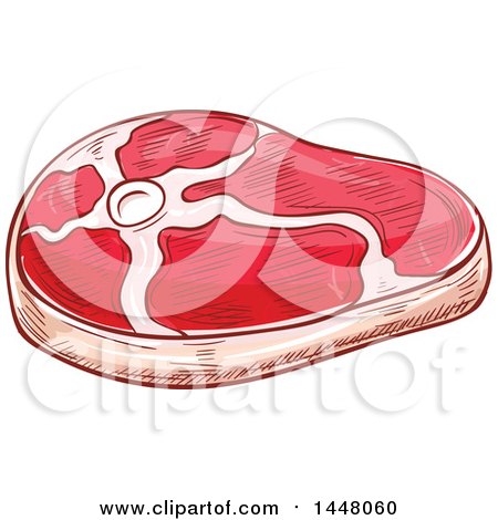 Clipart of a Sketched Raw Beef Steak - Royalty Free Vector Illustration by Vector Tradition SM
