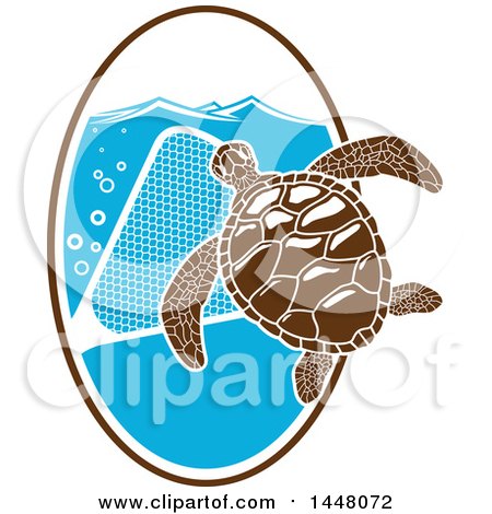 Clipart of a Sea Turtle with a Net - Royalty Free Vector Illustration by Vector Tradition SM
