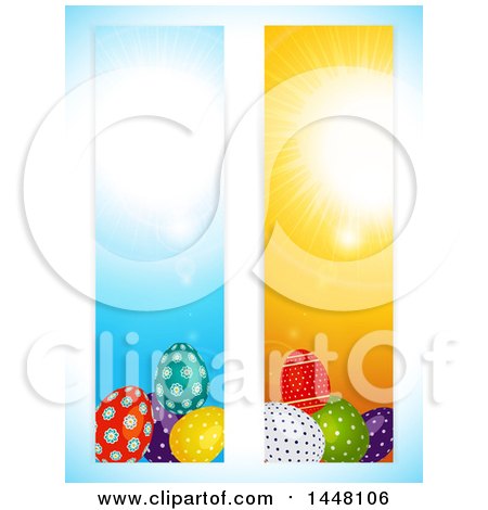 Clipart of Vertical Easter Egg Banners, on a Gradient Background - Royalty Free Vector Illustration by elaineitalia