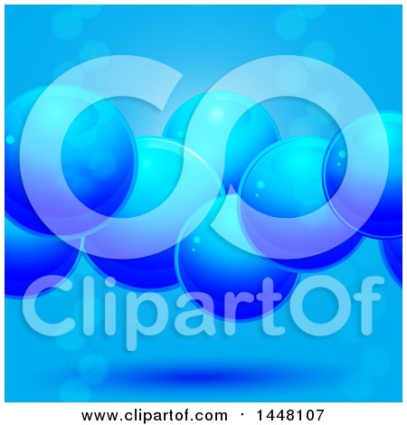 Clipart of a Background of 3d Blue Bubbles or Spheres - Royalty Free Vector Illustration by elaineitalia