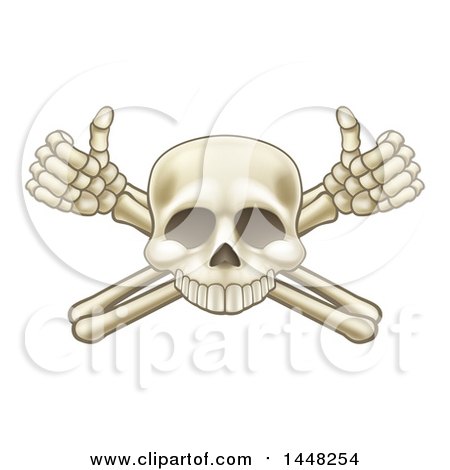 Cartoon Human Skull and Crossbone Arms with Thumbs up Posters, Art